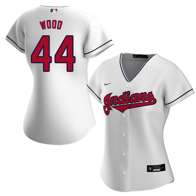 Nike Women #44 Hunter Wood Cleveland Indians Baseball Jerseys Sale-White